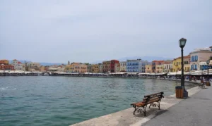Waterfront of the Venetian harbor in Chania