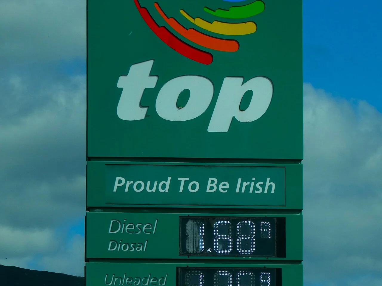 Diesel shortage: a fuel station price sign showing diesel and unleaded prices