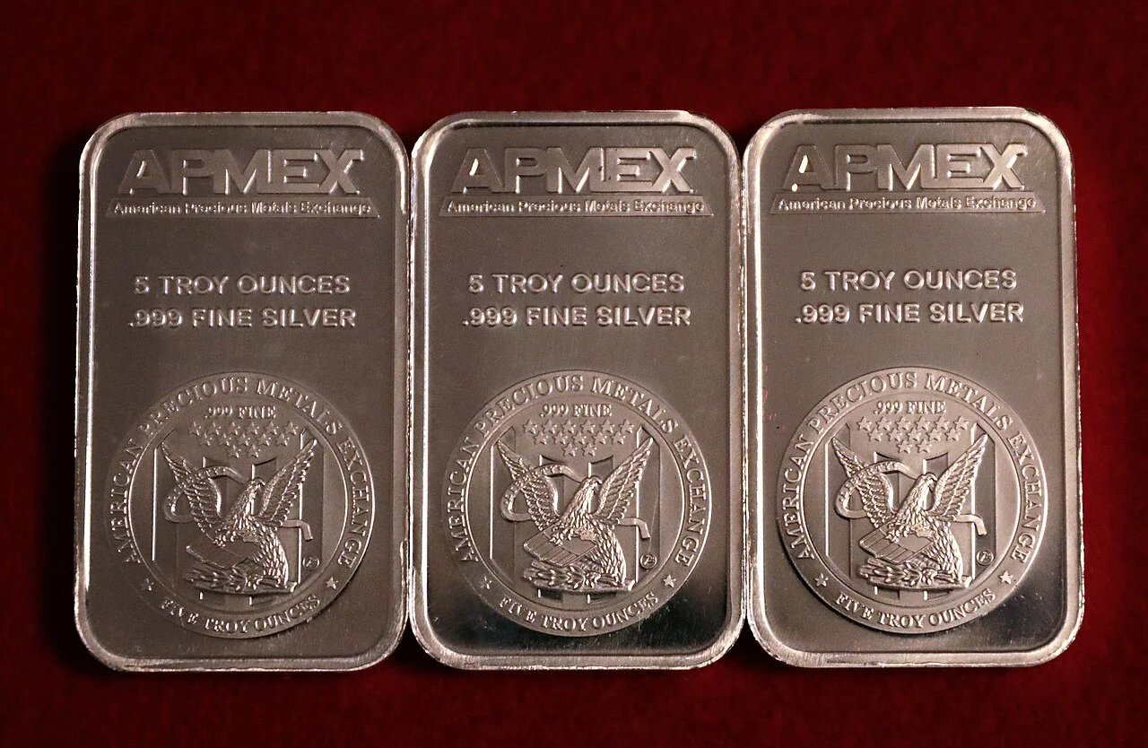 Physical silver: three 5-ounce silver bars