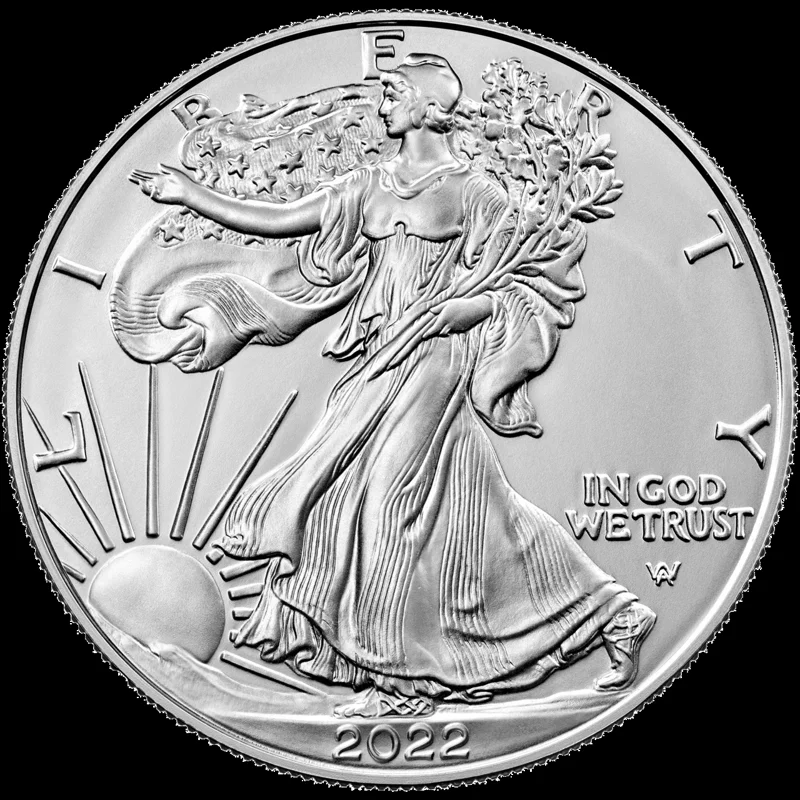 A one-ounce American Eagle silver bullion coin